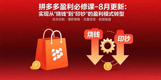 拼多多盈利必修课-8月更新：突破运营瓶颈 实现从烧钱到印钞的盈利模式转型网创-网赚-电商-tk-出海-AI-抖音-快手-小红书-视频号-玩法-创业-小程序-公众号-私域-s粉网创智库