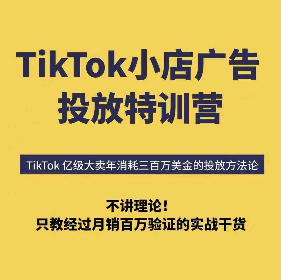 TikTok小店广告投放特训营，6天破局计划专治各种“投不动”，教你经过月销百万验证的实战干货 - 网创智库网创-网赚-电商-tk-出海-AI-抖音-快手-小红书-视频号-玩法-创业-小程序-公众号-私域-s粉网创智库