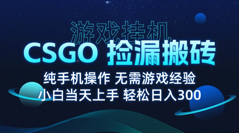 8月最新游戏搬砖,CSGO纯挂机,不需要玩游戏,实现真挂机,月入1W+网创-网赚-电商-tk-出海-AI-抖音-快手-小红书-视频号-玩法-创业-小程序-公众号-私域-s粉网创智库