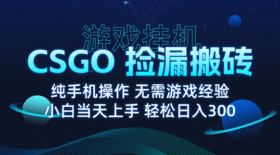 8月最新游戏搬砖，CSGO纯挂机，不需要玩游戏，实现真挂机，月入1W+网创-网赚-电商-tk-出海-AI-抖音-快手-小红书-视频号-玩法-创业-小程序-公众号-私域-s粉网创智库