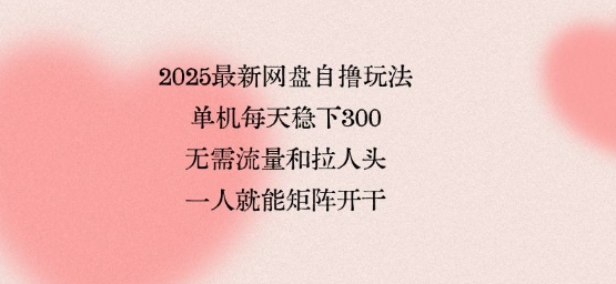 2025最新网盘自撸玩法，单机每天稳下3张，无需流量和拉人头，一个人就可轻松矩阵，全网独一份【揭秘】网创-网赚-电商-tk-出海-AI-抖音-快手-小红书-视频号-玩法-创业-小程序-公众号-私域-s粉网创智库