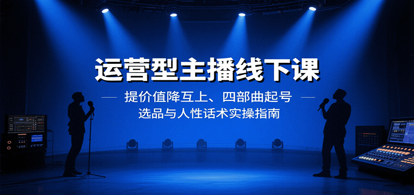 运营型主播线下课：提价值降互上、四部曲起号、选品与人性话术实操指南 - 网创智库网创-网赚-电商-tk-出海-AI-抖音-快手-小红书-视频号-玩法-创业-小程序-公众号-私域-s粉网创智库