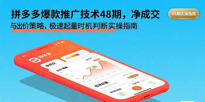 拼多多爆款推广技术48期，净成交与出价策略，极速起量时机判断实操指南网创-网赚-电商-tk-出海-AI-抖音-快手-小红书-视频号-玩法-创业-小程序-公众号-私域-s粉网创智库