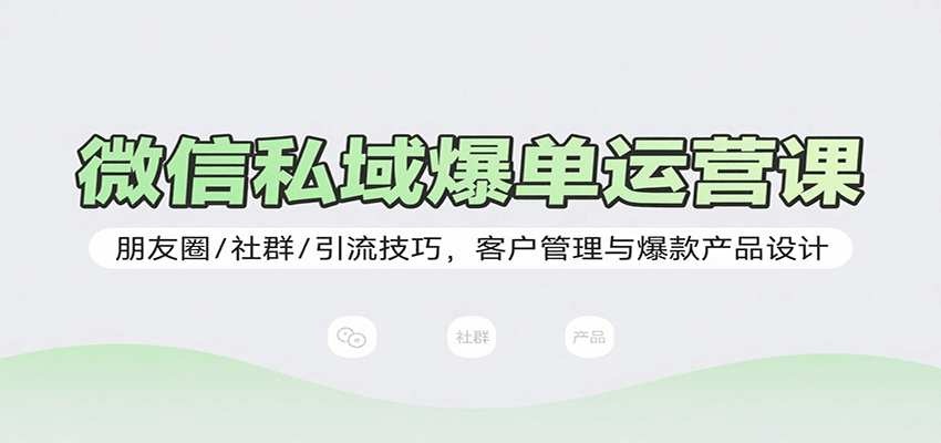 微信私域爆单运营课:朋友圈/社群/引流技巧,客户管理与爆款产品设计 - 网创智库网创-网赚-电商-tk-出海-AI-抖音-快手-小红书-视频号-玩法-创业-小程序-公众号-私域-s粉网创智库