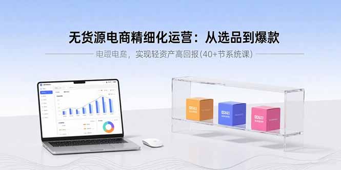 无货源电商精细化运营：从选品到爆款，实现轻资产高回报(40+节系统课网创-网赚-电商-tk-出海-AI-抖音-快手-小红书-视频号-玩法-创业-小程序-公众号-私域-s粉网创智库