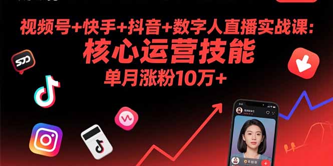 视频号+快手+抖音+数字人直播实战课(9月网创-网赚-电商-tk-出海-AI-抖音-快手-小红书-视频号-玩法-创业-小程序-公众号-私域-s粉网创智库