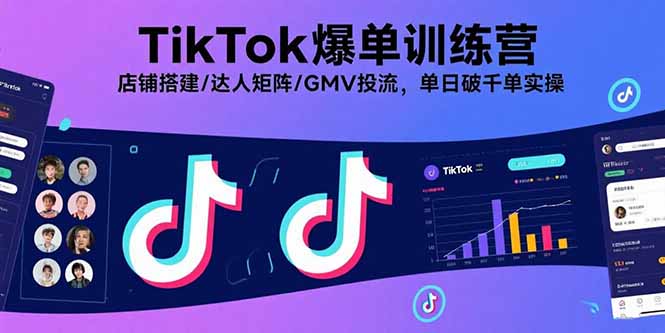 TikTok爆单训练营，店铺搭建/达人矩阵/GMV投流，单日破千单实操网创-网赚-电商-tk-出海-AI-抖音-快手-小红书-视频号-玩法-创业-小程序-公众号-私域-s粉网创智库