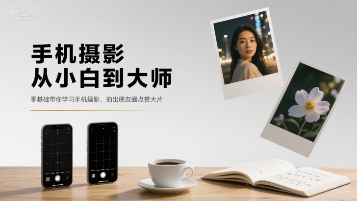 手机摄影从小白到大师，零基础带你学习手机摄影，拍出朋友圈点赞大片网创-网赚-电商-tk-出海-AI-抖音-快手-小红书-视频号-玩法-创业-小程序-公众号-私域-s粉网创智库