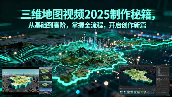 三维地图视频2025制作秘籍，从基础到高阶，掌握全流程，开启创作新篇网创-网赚-电商-tk-出海-AI-抖音-快手-小红书-视频号-玩法-创业-小程序-公众号-私域-s粉网创智库