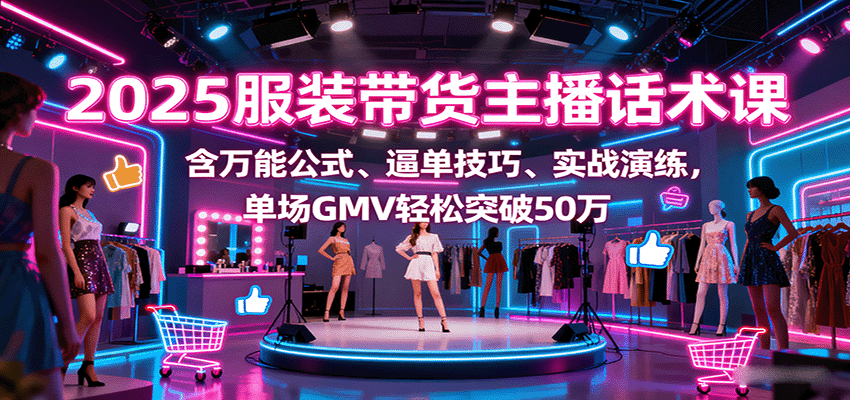 2025服装带货主播话术课，含万能公式、逼单技巧、实战演练，单场GMV轻松突破50万 - 网创智库网创-网赚-电商-tk-出海-AI-抖音-快手-小红书-视频号-玩法-创业-小程序-公众号-私域-s粉网创智库