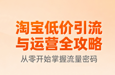 淘宝低价引流与运营全攻略(更新9月)网创-网赚-电商-tk-出海-AI-抖音-快手-小红书-视频号-玩法-创业-小程序-公众号-私域-s粉网创智库