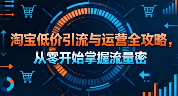 淘宝低价引流与运营全攻略,从零开始掌握流量密码网创-网赚-电商-tk-出海-AI-抖音-快手-小红书-视频号-玩法-创业-小程序-公众号-私域-s粉网创智库