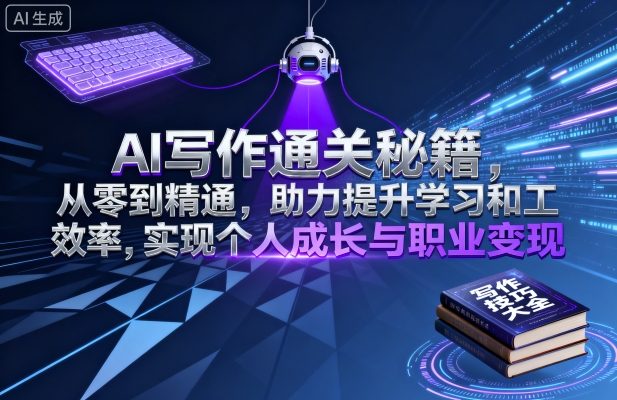 AI写作通关秘籍，从零到精通，助力提升学习和工作效率，实现个人成长与职业变现网创-网赚-电商-tk-出海-AI-抖音-快手-小红书-视频号-玩法-创业-小程序-公众号-私域-s粉网创智库