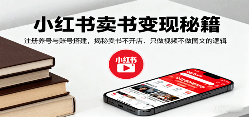 小红书卖书变现秘籍，注册养号与账号搭建，揭秘卖书不开店、只做视频不做图文的逻辑网创-网赚-电商-tk-出海-AI-抖音-快手-小红书-视频号-玩法-创业-小程序-公众号-私域-s粉网创智库