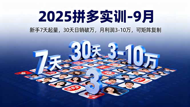 2025拼多多实训-9月：新手7天起量,30天日销破万,月利润3-10万,可矩阵复制网创-网赚-电商-tk-出海-AI-抖音-快手-小红书-视频号-玩法-创业-小程序-公众号-私域-s粉网创智库