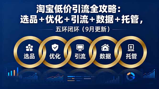 淘宝低价引流全攻略：选品＋优化＋引流＋数据＋托管，五环闭环(9月更新网创-网赚-电商-tk-出海-AI-抖音-快手-小红书-视频号-玩法-创业-小程序-公众号-私域-s粉网创智库