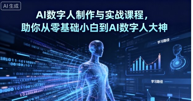 AI数字人制作与实战课程，助你从零基础小白到AI数字人大神网创-网赚-电商-tk-出海-AI-抖音-快手-小红书-视频号-玩法-创业-小程序-公众号-私域-s粉网创智库