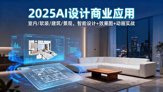 2025AI设计商业应用：室内/软装/建筑/景观，智能设计+效果图+动画实战网创-网赚-电商-tk-出海-AI-抖音-快手-小红书-视频号-玩法-创业-小程序-公众号-私域-s粉网创智库