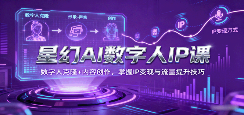 星幻AI数字人IP课，数字人克隆+内容创作，掌握IP变现与流量提升技巧网创-网赚-电商-tk-出海-AI-抖音-快手-小红书-视频号-玩法-创业-小程序-公众号-私域-s粉网创智库