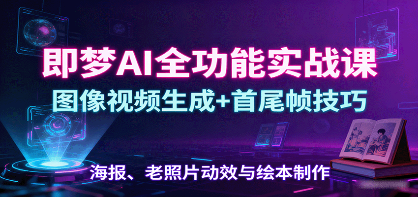 即梦AI全功能实战课：图像视频生成+首尾帧技巧，海报、老照片动效与绘本制作 - 网创智库网创-网赚-电商-tk-出海-AI-抖音-快手-小红书-视频号-玩法-创业-小程序-公众号-私域-s粉网创智库