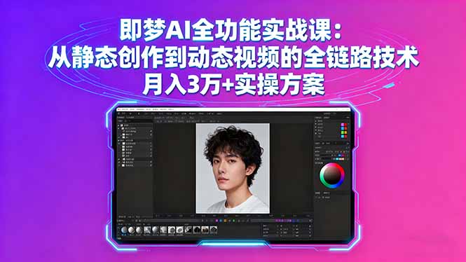 即梦AI全功能实战课：从静态创作到动态视频的全链路技术 月入3万+实操方案网创-网赚-电商-tk-出海-AI-抖音-快手-小红书-视频号-玩法-创业-小程序-公众号-私域-s粉网创智库