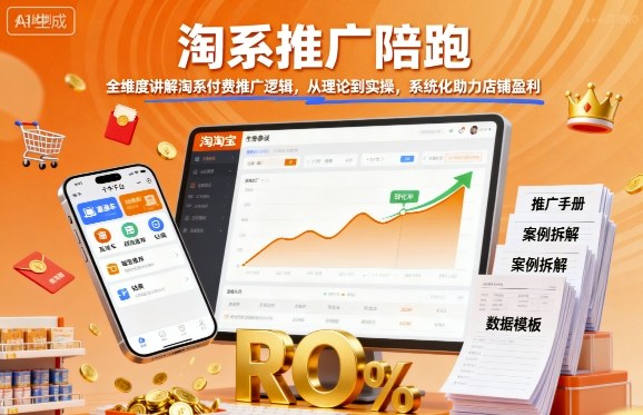 淘系推广陪跑，全维度讲解淘系付费推广逻辑，从理论到实操，系统化助力店铺盈利网创-网赚-电商-tk-出海-AI-抖音-快手-小红书-视频号-玩法-创业-小程序-公众号-私域-s粉网创智库