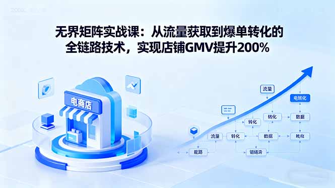 无界矩阵实战课：从流量获取到爆单转化的全链路技术，实现店铺GMV提升200%网创-网赚-电商-tk-出海-AI-抖音-快手-小红书-视频号-玩法-创业-小程序-公众号-私域-s粉网创智库