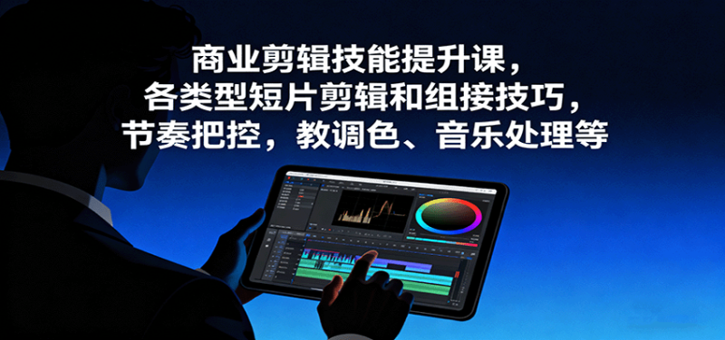 商业剪辑技能提升课，各类型短片剪辑和组接技巧，节奏把控，教调色、音乐处理等网创-网赚-电商-tk-出海-AI-抖音-快手-小红书-视频号-玩法-创业-小程序-公众号-私域-s粉网创智库