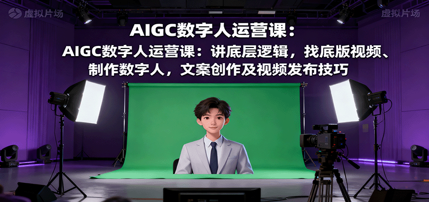 AIGC数字人运营课：讲底层逻辑，找底版视频、制作数字人，文案创作及视频发布技巧 - 网创智库网创-网赚-电商-tk-出海-AI-抖音-快手-小红书-视频号-玩法-创业-小程序-公众号-私域-s粉网创智库