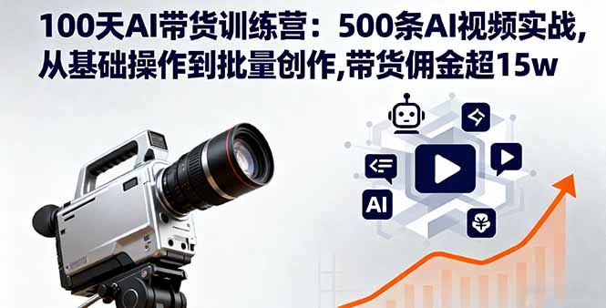 100天AI带货训练营：500条AI视频实战,从基础操作到批量创作,带货佣金超15w网创-网赚-电商-tk-出海-AI-抖音-快手-小红书-视频号-玩法-创业-小程序-公众号-私域-s粉网创智库