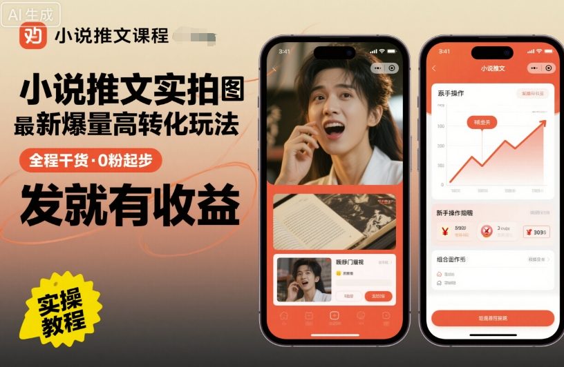 小说推文实拍双图文最新爆量高转化玩法,全程干货,0粉起步,发就有收益 - 网创智库网创-网赚-电商-tk-出海-AI-抖音-快手-小红书-视频号-玩法-创业-小程序-公众号-私域-s粉网创智库