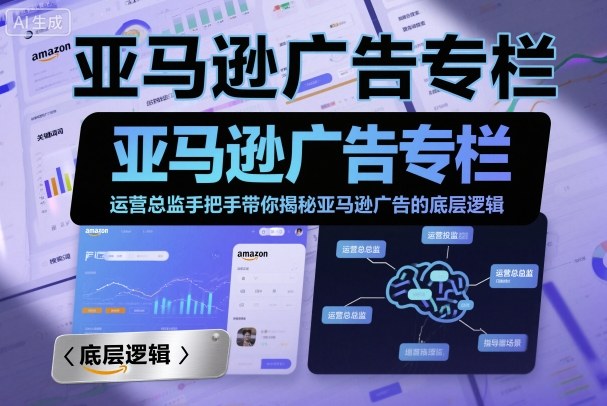 亚马逊广告专栏：运营总监手把手带你揭秘亚马逊广告的底层逻辑网创-网赚-电商-tk-出海-AI-抖音-快手-小红书-视频号-玩法-创业-小程序-公众号-私域-s粉网创智库