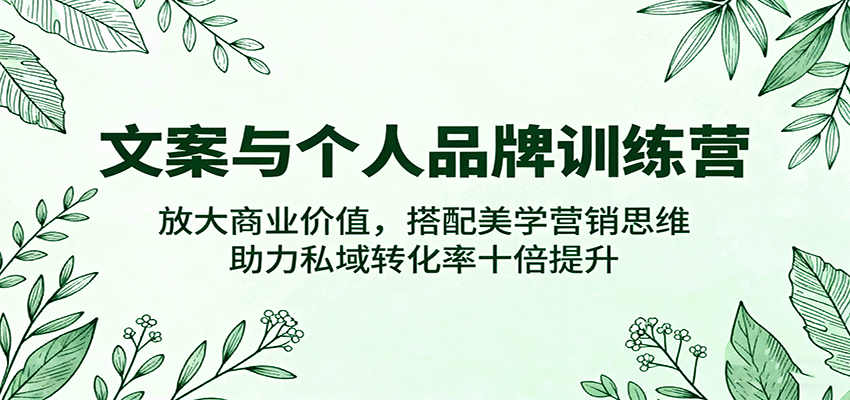 文案与个人品牌训练营,放大商业价值,搭配美学营销思维,助力私域转化率十倍提升 - 网创智库网创-网赚-电商-tk-出海-AI-抖音-快手-小红书-视频号-玩法-创业-小程序-公众号-私域-s粉网创智库