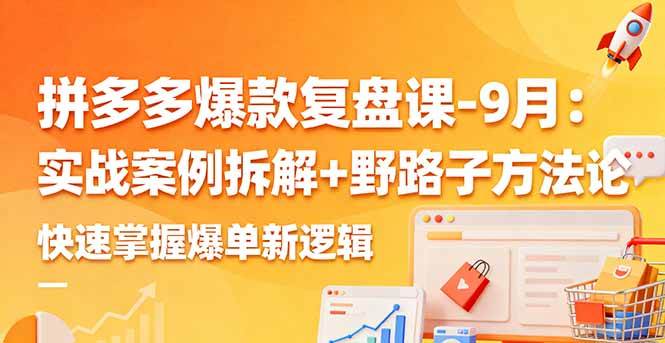 拼多多爆款复盘课-9月：实战案例拆解+野路子方法论，快速掌握爆单新逻辑网创-网赚-电商-tk-出海-AI-抖音-快手-小红书-视频号-玩法-创业-小程序-公众号-私域-s粉网创智库