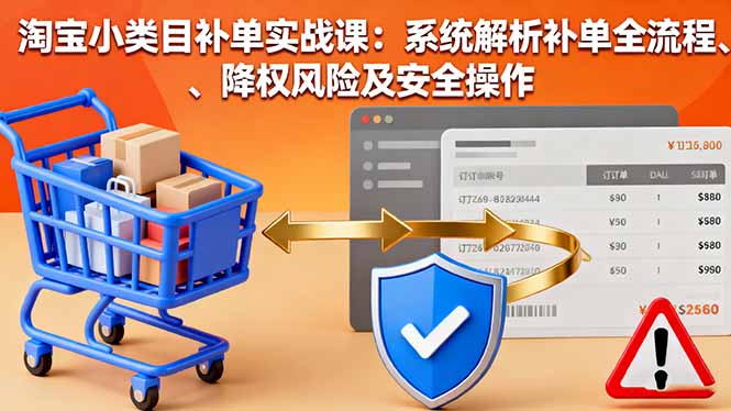 淘宝小类目补单实战课：系统解析补单全流程、降权风险及安全操作网创-网赚-电商-tk-出海-AI-抖音-快手-小红书-视频号-玩法-创业-小程序-公众号-私域-s粉网创智库
