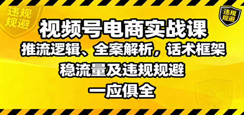 视频号电商实战课：推流逻辑、全案解析，话术框架，稳流量及违规规避等网创-网赚-电商-tk-出海-AI-抖音-快手-小红书-视频号-玩法-创业-小程序-公众号-私域-s粉网创智库