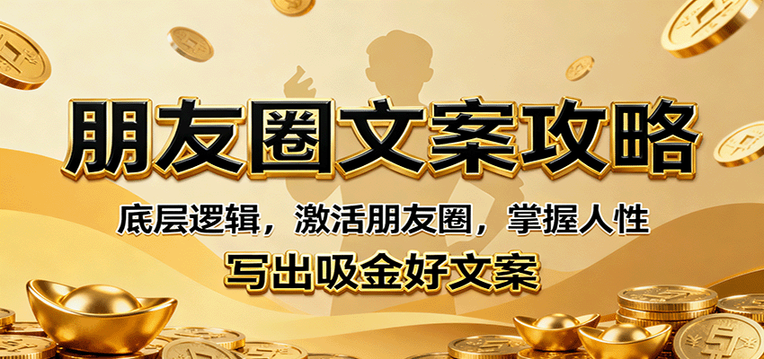 朋友圈文案攻略:底层逻辑,激活朋友圈,掌握人性,写出吸金好文案 - 网创智库网创-网赚-电商-tk-出海-AI-抖音-快手-小红书-视频号-玩法-创业-小程序-公众号-私域-s粉网创智库