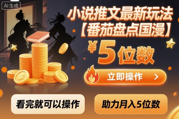 小说推文最新玩法，助力月入5位数【番茄盘点国漫】玩法，看完就可以操作网创-网赚-电商-tk-出海-AI-抖音-快手-小红书-视频号-玩法-创业-小程序-公众号-私域-s粉网创智库