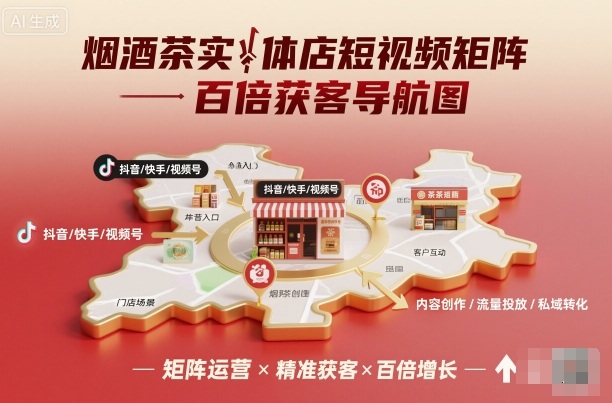 烟酒茶实体店短视频矩阵百倍获客导航图网创-网赚-电商-tk-出海-AI-抖音-快手-小红书-视频号-玩法-创业-小程序-公众号-私域-s粉网创智库