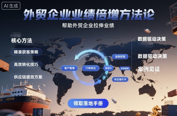 外贸企业业绩倍增方法论，帮助外贸企业拉伸业绩网创-网赚-电商-tk-出海-AI-抖音-快手-小红书-视频号-玩法-创业-小程序-公众号-私域-s粉网创智库