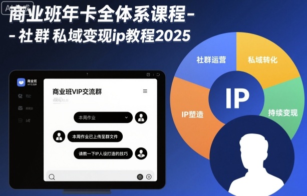 商业班年卡全体系课程-社群私域变现ip教程2025网创-网赚-电商-tk-出海-AI-抖音-快手-小红书-视频号-玩法-创业-小程序-公众号-私域-s粉网创智库