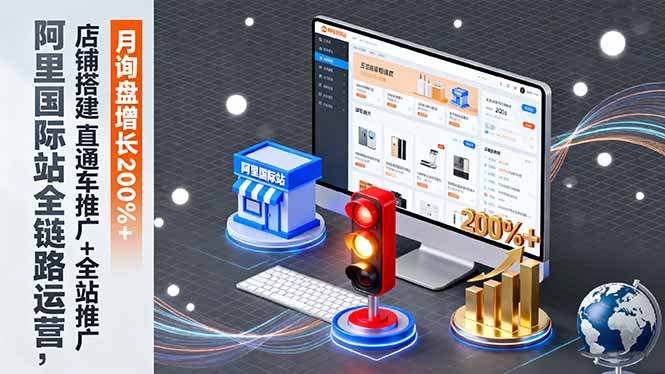 阿里国际站全链路运营，店铺搭建+直通车推广+全站推广，月询盘增长200%+网创-网赚-电商-tk-出海-AI-抖音-快手-小红书-视频号-玩法-创业-小程序-公众号-私域-s粉网创智库