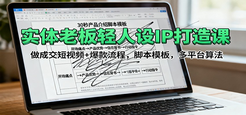 实体老板轻人设IP打造课:做成交短视频+爆款流程,脚本模板,多平台算法 - 网创智库网创-网赚-电商-tk-出海-AI-抖音-快手-小红书-视频号-玩法-创业-小程序-公众号-私域-s粉网创智库