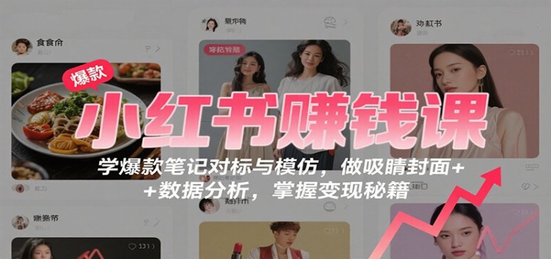 小红书赚钱课：学爆款笔记对标与模仿，做吸睛封面 + 数据分析，掌握变现秘籍网创-网赚-电商-tk-出海-AI-抖音-快手-小红书-视频号-玩法-创业-小程序-公众号-私域-s粉网创智库