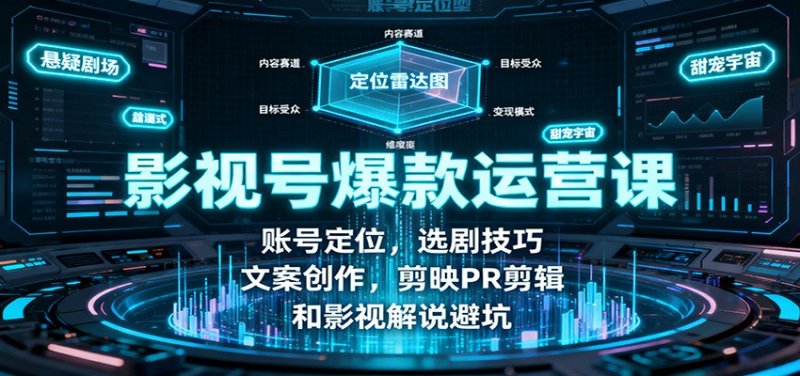 影视号爆款运营课：账号定位，选剧技巧，文案创作，剪映PR剪辑和影视解说避坑网创-网赚-电商-tk-出海-AI-抖音-快手-小红书-视频号-玩法-创业-小程序-公众号-私域-s粉网创智库