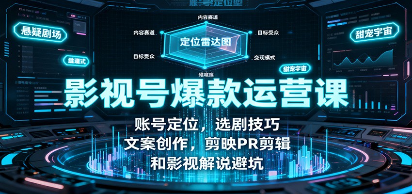 影视号爆款运营课:账号定位,选剧技巧,文案创作,剪映PR剪辑和影视解说避坑 - 网创智库网创-网赚-电商-tk-出海-AI-抖音-快手-小红书-视频号-玩法-创业-小程序-公众号-私域-s粉网创智库