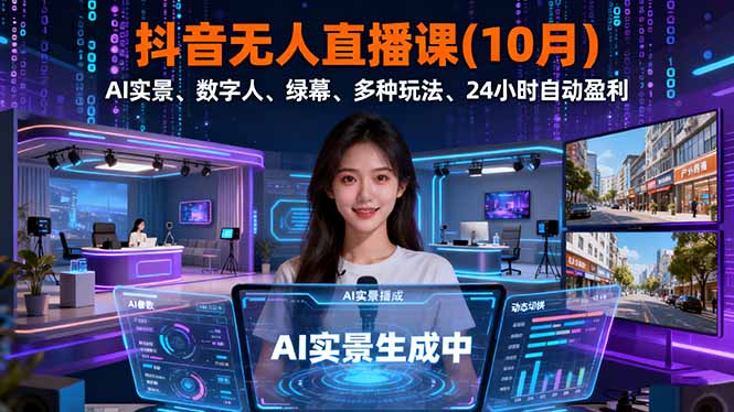 抖音无人直播课(10月网创-网赚-电商-tk-出海-AI-抖音-快手-小红书-视频号-玩法-创业-小程序-公众号-私域-s粉网创智库