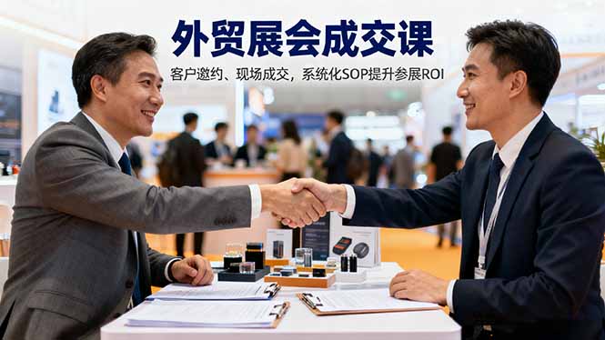 外贸展会成交课，含目标制定、客户邀约、现场成交，系统化SOP提升参展ROI网创-网赚-电商-tk-出海-AI-抖音-快手-小红书-视频号-玩法-创业-小程序-公众号-私域-s粉网创智库