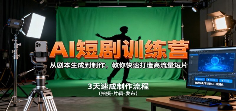 AI短剧训练营，从剧本生成到制作，教你快速打造高流量短片网创-网赚-电商-tk-出海-AI-抖音-快手-小红书-视频号-玩法-创业-小程序-公众号-私域-s粉网创智库