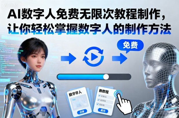 AI数字人免费无限次教程制作,让你轻松掌握数字人的制作方法网创-网赚-电商-tk-出海-AI-抖音-快手-小红书-视频号-玩法-创业-小程序-公众号-私域-s粉网创智库